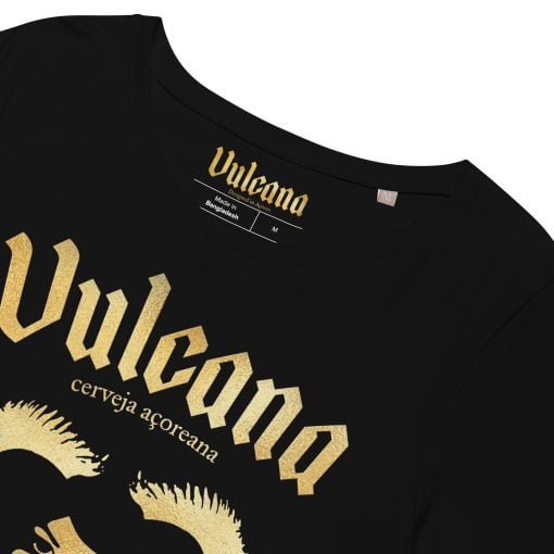Vulcana Gold Druid Womens Organic T-Shirt Detail - Deep Black