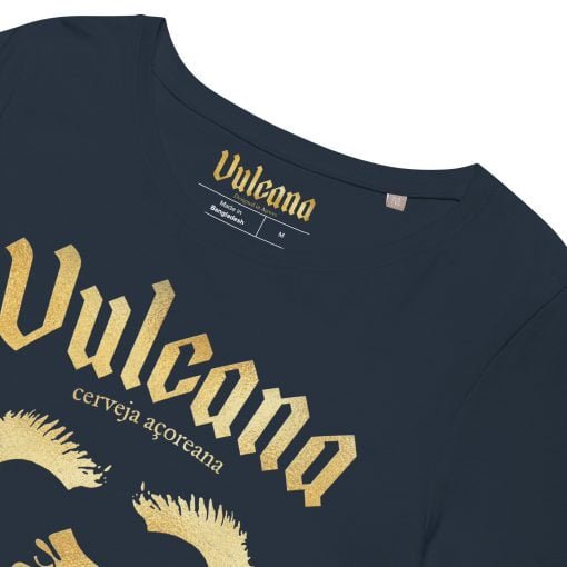 Vulcana Gold Druid Womens Organic T-Shirt Detail - French Navy