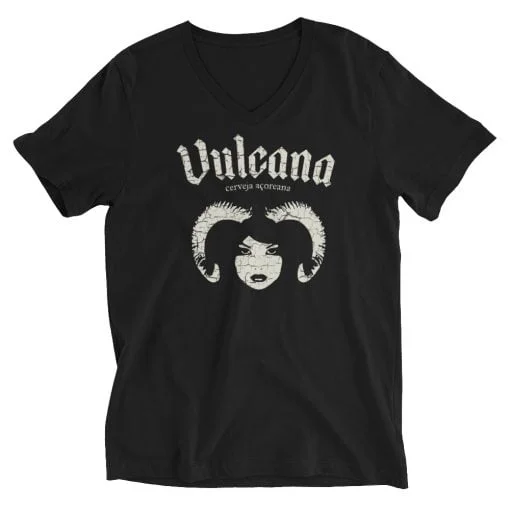 Vulcana Weathered V-Neck Black T-Shirt