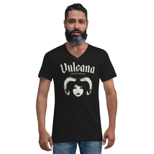 Vulcana Weathered V-Neck Black T-Shirt