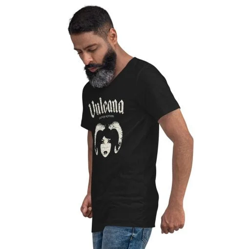 Vulcana Weathered V-Neck Black T-Shirt
