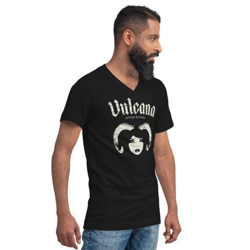 Vulcana Weathered V-Neck Black T-Shirt