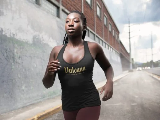 gold logo racerback tank