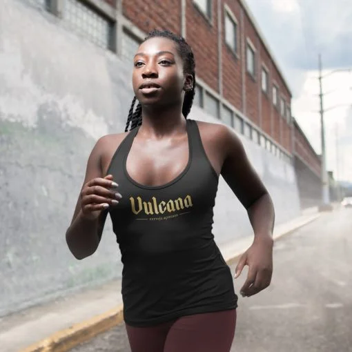 gold logo racerback tank