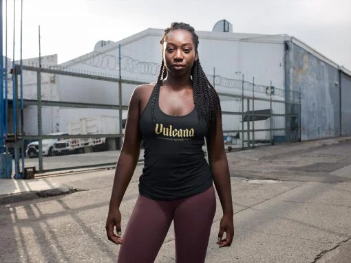 gold logo racerback tank