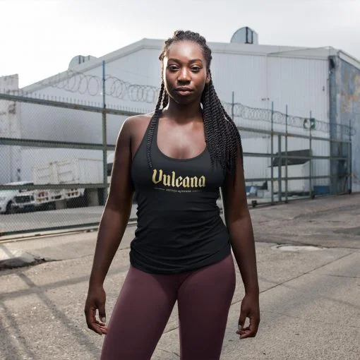 gold logo racerback tank