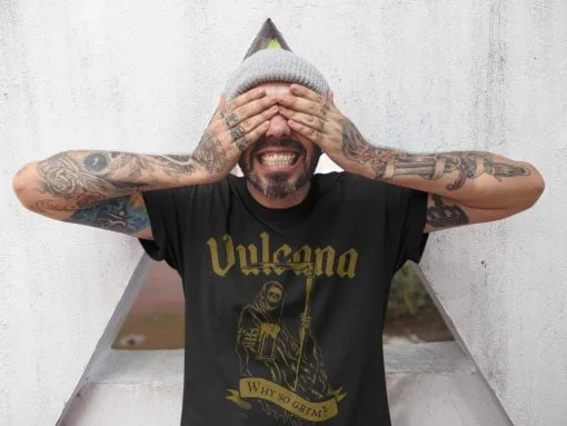Vulcana Why So Grim T-Shirt -Model 3 - Gold